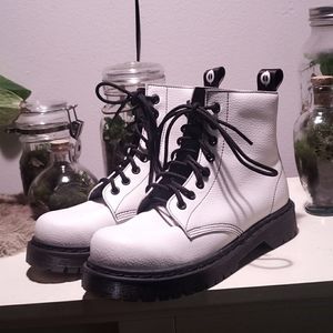 Altercore White Adara Vegan Leather Chunky Boots